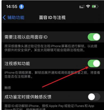 横山苹果14维修网点分享iPhone14注视感知功能有什么用 