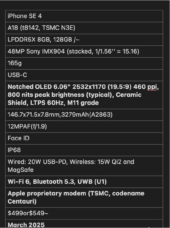 横山苹果手机维修分享iPhone SE 4详细参数曝光 
